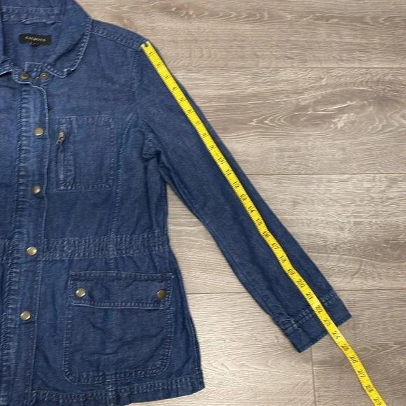 Talbots Denim Safari Utility Jacket Cotton Hemp S - Picture 6 of 16